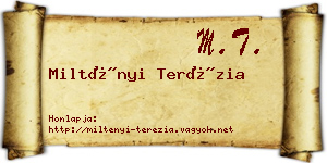 Miltényi Terézia névjegykártya